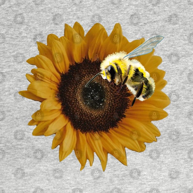 Save the Bees - realism sunflower and bee by Tenpmcreations